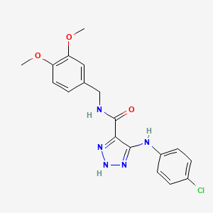 molecular formula C18H18ClN5O3 B14102965 5-((4-chlorophenyl)amino)-N-(3,4-dimethoxybenzyl)-1H-1,2,3-triazole-4-carboxamide 