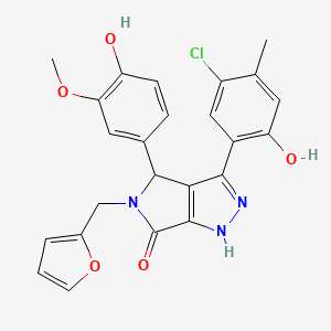 molecular formula C24H20ClN3O5 B14103033 3-(5-chloro-2-hydroxy-4-methylphenyl)-5-(furan-2-ylmethyl)-4-(4-hydroxy-3-methoxyphenyl)-4,5-dihydropyrrolo[3,4-c]pyrazol-6(2H)-one 