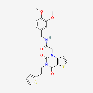 molecular formula C23H23N3O5S2 B14103046 N-(3,4-dimethoxybenzyl)-2-(2,4-dioxo-3-(2-(thiophen-2-yl)ethyl)-3,4-dihydrothieno[3,2-d]pyrimidin-1(2H)-yl)acetamide 