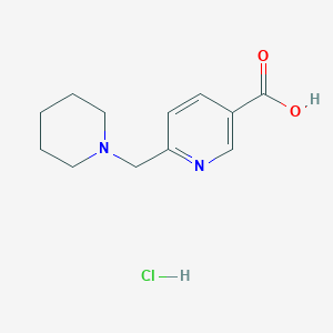 molecular formula C12H17ClN2O2 B1410305 6-((Piperidin-1-yl)methyl)pyridine-3-carboxylic acid hydrochloride CAS No. 1416714-22-1