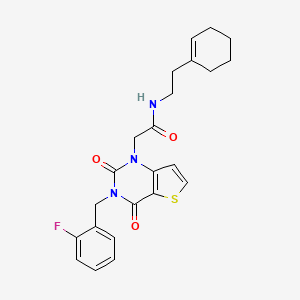 molecular formula C23H24FN3O3S B14103060 N-[2-(cyclohex-1-en-1-yl)ethyl]-2-[3-(2-fluorobenzyl)-2,4-dioxo-3,4-dihydrothieno[3,2-d]pyrimidin-1(2H)-yl]acetamide 