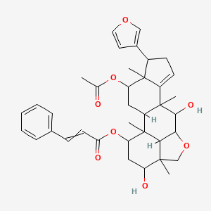 molecular formula C37H44O8 B14103080 [4-Acetyloxy-6-(furan-3-yl)-11,16-dihydroxy-1,5,10,15-tetramethyl-13-oxapentacyclo[10.6.1.02,10.05,9.015,19]nonadec-8-en-18-yl] 3-phenylprop-2-enoate 