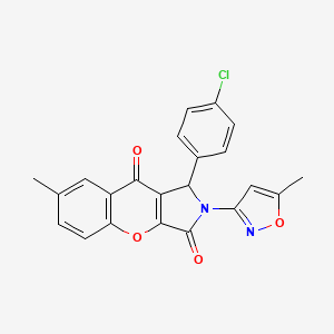 molecular formula C22H15ClN2O4 B14103097 1-(4-Chlorophenyl)-7-methyl-2-(5-methyl-1,2-oxazol-3-yl)-1,2-dihydrochromeno[2,3-c]pyrrole-3,9-dione 