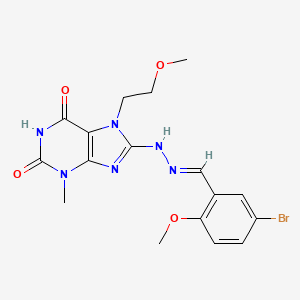 molecular formula C17H19BrN6O4 B14103098 8-[(2E)-2-(5-bromo-2-methoxybenzylidene)hydrazinyl]-7-(2-methoxyethyl)-3-methyl-3,7-dihydro-1H-purine-2,6-dione 