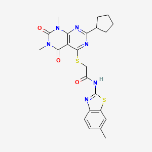 2-((2-cyclopentyl-6,8-dimethyl-5,7-dioxo-5,6,7,8-tetrahydropyrimido[4,5-d]pyrimidin-4-yl)thio)-N-(6-methylbenzo[d]thiazol-2-yl)acetamide