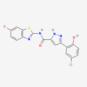 molecular formula C17H10ClFN4O2S B14103204 5-(5-chloro-2-hydroxyphenyl)-N-(6-fluoro-1,3-benzothiazol-2-yl)-1H-pyrazole-3-carboxamide 