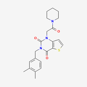 molecular formula C22H25N3O3S B14103216 3-(3,4-dimethylbenzyl)-1-(2-oxo-2-(piperidin-1-yl)ethyl)thieno[3,2-d]pyrimidine-2,4(1H,3H)-dione 