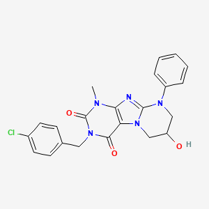 molecular formula C22H20ClN5O3 B14103232 3-[(4-chlorophenyl)methyl]-7-hydroxy-1-methyl-9-phenyl-7,8-dihydro-6H-purino[7,8-a]pyrimidine-2,4-dione 