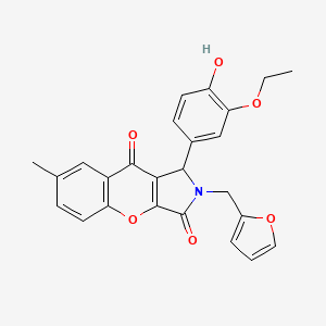 molecular formula C25H21NO6 B14103287 1-(3-Ethoxy-4-hydroxyphenyl)-2-(furan-2-ylmethyl)-7-methyl-1,2-dihydrochromeno[2,3-c]pyrrole-3,9-dione 