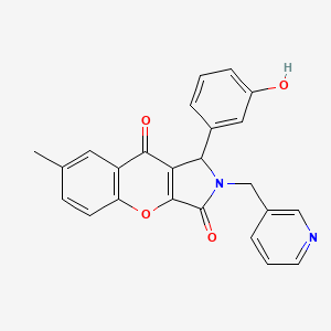 molecular formula C24H18N2O4 B14103301 1-(3-Hydroxyphenyl)-7-methyl-2-(pyridin-3-ylmethyl)-1,2-dihydrochromeno[2,3-c]pyrrole-3,9-dione 