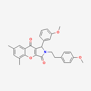 molecular formula C29H27NO5 B14103321 1-(3-Methoxyphenyl)-2-[2-(4-methoxyphenyl)ethyl]-5,7-dimethyl-1,2-dihydrochromeno[2,3-c]pyrrole-3,9-dione 