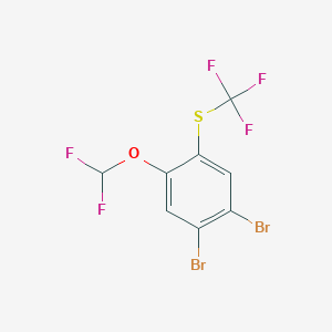 molecular formula C8H3Br2F5OS B1410335 1,2-Dibromo-4-difluoromethoxy-5-(trifluoromethylthio)benzene CAS No. 1804937-85-6