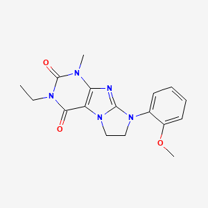 molecular formula C17H19N5O3 B14103409 3-ethyl-8-(2-methoxyphenyl)-1-methyl-7,8-dihydro-1H-imidazo[2,1-f]purine-2,4(3H,6H)-dione 