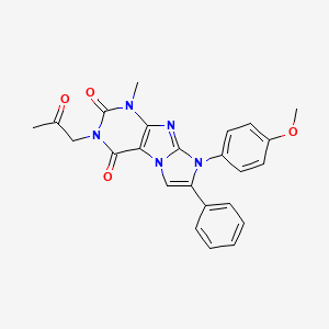 molecular formula C24H21N5O4 B14103430 8-(4-methoxyphenyl)-1-methyl-3-(2-oxopropyl)-7-phenyl-1H-imidazo[2,1-f]purine-2,4(3H,8H)-dione 