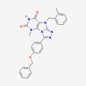 molecular formula C28H24N6O3 B14103465 3-(4-(benzyloxy)phenyl)-5-methyl-9-(2-methylbenzyl)-5H-[1,2,4]triazolo[4,3-e]purine-6,8(7H,9H)-dione 