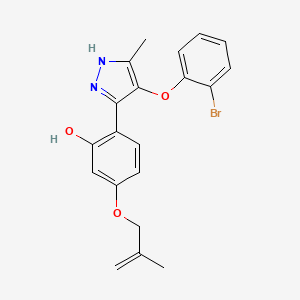 molecular formula C20H19BrN2O3 B14103478 2-[4-(2-bromophenoxy)-5-methyl-1H-pyrazol-3-yl]-5-[(2-methylprop-2-en-1-yl)oxy]phenol 