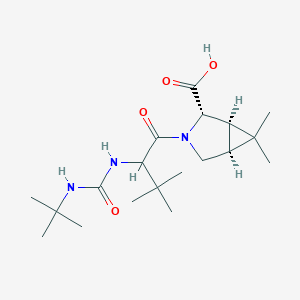 molecular formula C19H33N3O4 B14103503 (1R,2S,5S)-3-[2-(tert-butylcarbamoylamino)-3,3-dimethylbutanoyl]-6,6-dimethyl-3-azabicyclo[3.1.0]hexane-2-carboxylic acid 