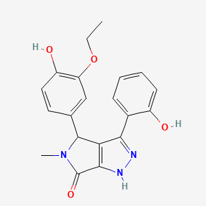 molecular formula C20H19N3O4 B14103506 4-(3-ethoxy-4-hydroxyphenyl)-3-(2-hydroxyphenyl)-5-methyl-4,5-dihydropyrrolo[3,4-c]pyrazol-6(1H)-one 