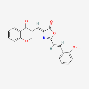 molecular formula C22H15NO5 B14103516 (Z)-2-((E)-2-methoxystyryl)-4-((4-oxo-4H-chromen-3-yl)methylene)oxazol-5(4H)-one 