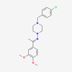 molecular formula C21H26ClN3O2 B14103543 4-(4-chlorobenzyl)-N-[(1E)-1-(3,4-dimethoxyphenyl)ethylidene]piperazin-1-amine 