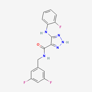 molecular formula C16H12F3N5O B14103570 N-(3,5-difluorobenzyl)-5-((2-fluorophenyl)amino)-1H-1,2,3-triazole-4-carboxamide 