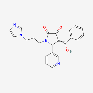 molecular formula C22H20N4O3 B14103668 4-(Hydroxyphenylmethylene)-1-[3-(1H-imidazol-1-yl)propyl]-5-(3-pyridinyl)-2,3-pyrrolidinedione CAS No. 898796-78-6