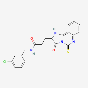 N-[(3-chlorophenyl)methyl]-3-{3-oxo-5-sulfanylidene-2H,3H,5H,6H-imidazo[1,2-c]quinazolin-2-yl}propanamide