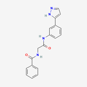 N-(2-((3-(1H-pyrazol-3-yl)phenyl)amino)-2-oxoethyl)benzamide