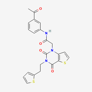 molecular formula C22H19N3O4S2 B14103742 N-(3-acetylphenyl)-2-(2,4-dioxo-3-(2-(thiophen-2-yl)ethyl)-3,4-dihydrothieno[3,2-d]pyrimidin-1(2H)-yl)acetamide 