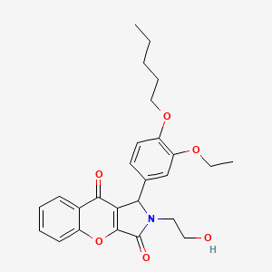 molecular formula C26H29NO6 B14103757 1-[3-Ethoxy-4-(pentyloxy)phenyl]-2-(2-hydroxyethyl)-1,2-dihydrochromeno[2,3-c]pyrrole-3,9-dione 