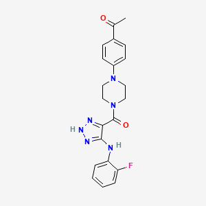 molecular formula C21H21FN6O2 B14103787 1-{4-[4-({5-[(2-fluorophenyl)amino]-1H-1,2,3-triazol-4-yl}carbonyl)piperazin-1-yl]phenyl}ethanone 