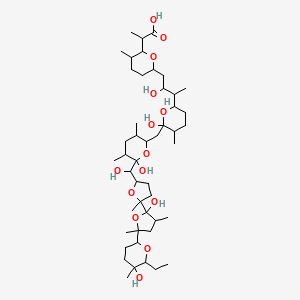 molecular formula C47H82O14 B14103806 2-[6-[3-[6-[[6-[[5-[5-(6-Ethyl-5-hydroxy-5-methyloxan-2-yl)-2-hydroxy-3,5-dimethyloxolan-2-yl]-5-methyloxolan-2-yl]-hydroxymethyl]-6-hydroxy-3,5-dimethyloxan-2-yl]methyl]-6-hydroxy-5-methyloxan-2-yl]-2-hydroxybutyl]-3-methyloxan-2-yl]propanoic acid 