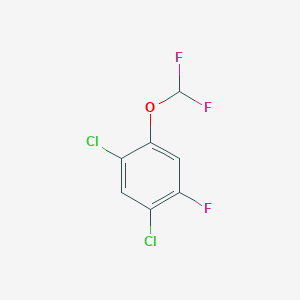 molecular formula C7H3Cl2F3O B1410382 1,5-Dichloro-2-difluoromethoxy-4-fluorobenzene CAS No. 1807059-98-8