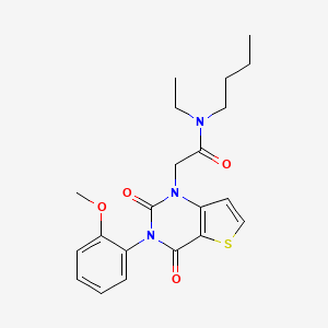 molecular formula C21H25N3O4S B14103911 N-butyl-N-ethyl-2-(3-(2-methoxyphenyl)-2,4-dioxo-3,4-dihydrothieno[3,2-d]pyrimidin-1(2H)-yl)acetamide 