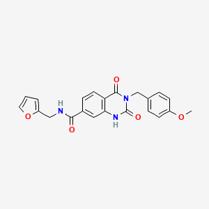 molecular formula C22H19N3O5 B14103943 N-(furan-2-ylmethyl)-3-(4-methoxybenzyl)-2,4-dioxo-1,2,3,4-tetrahydroquinazoline-7-carboxamide 