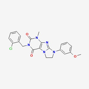 molecular formula C22H20ClN5O3 B14103954 2-[(2-Chlorophenyl)methyl]-6-(3-methoxyphenyl)-4-methyl-7,8-dihydropurino[7,8-a]imidazole-1,3-dione 