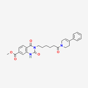 molecular formula C27H29N3O5 B14103985 methyl 2,4-dioxo-3-(6-oxo-6-(4-phenyl-5,6-dihydropyridin-1(2H)-yl)hexyl)-1,2,3,4-tetrahydroquinazoline-7-carboxylate 