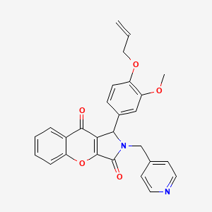 molecular formula C27H22N2O5 B14103996 1-[3-Methoxy-4-(prop-2-en-1-yloxy)phenyl]-2-(pyridin-4-ylmethyl)-1,2-dihydrochromeno[2,3-c]pyrrole-3,9-dione 