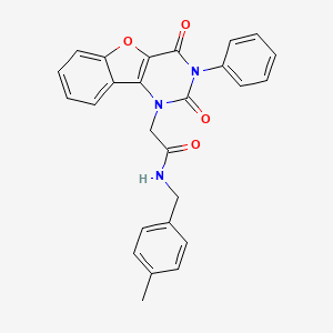 molecular formula C26H21N3O4 B14104030 2-(2,4-dioxo-3-phenyl-3,4-dihydrobenzofuro[3,2-d]pyrimidin-1(2H)-yl)-N-(4-methylbenzyl)acetamide 