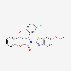 molecular formula C26H17ClN2O4S B14104036 1-(3-Chlorophenyl)-2-(6-ethoxy-1,3-benzothiazol-2-yl)-1,2-dihydrochromeno[2,3-c]pyrrole-3,9-dione 