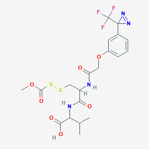 molecular formula C20H23F3N4O7S2 B14104119 S-((methoxycarbonyl)thio)-N-(2-(3-(3-(trifluoromethyl)-3H-diazirin-3-yl)phenoxy)acetyl)-L-cysteinyl-D-valine 