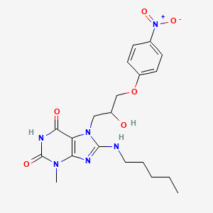 7-(2-hydroxy-3-(4-nitrophenoxy)propyl)-3-methyl-8-(pentylamino)-1H-purine-2,6(3H,7H)-dione