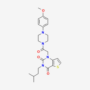 molecular formula C24H30N4O4S B14104149 1-{2-[4-(4-methoxyphenyl)piperazin-1-yl]-2-oxoethyl}-3-(3-methylbutyl)thieno[3,2-d]pyrimidine-2,4(1H,3H)-dione 