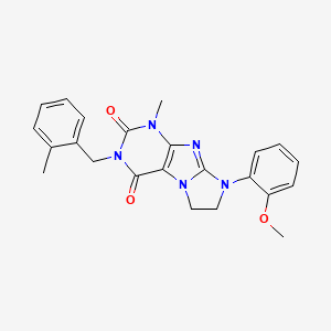 molecular formula C23H23N5O3 B14104161 8-(2-methoxyphenyl)-1-methyl-3-(2-methylbenzyl)-7,8-dihydro-1H-imidazo[2,1-f]purine-2,4(3H,6H)-dione 