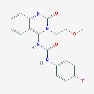 molecular formula C18H17FN4O3 B14104206 (E)-1-(4-fluorophenyl)-3-(3-(2-methoxyethyl)-2-oxo-2,3-dihydroquinazolin-4(1H)-ylidene)urea 