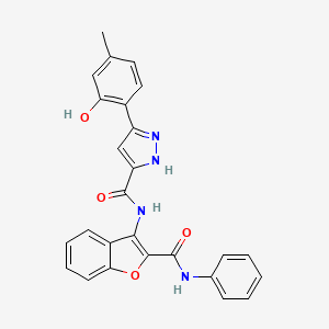 molecular formula C26H20N4O4 B14104217 5-(2-hydroxy-4-methylphenyl)-N-[2-(phenylcarbamoyl)-1-benzofuran-3-yl]-1H-pyrazole-3-carboxamide 