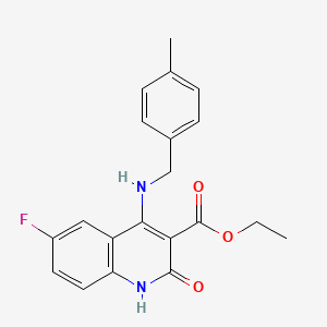 Ethyl 6-fluoro-4-((4-methylbenzyl)amino)-2-oxo-1,2-dihydroquinoline-3-carboxylate