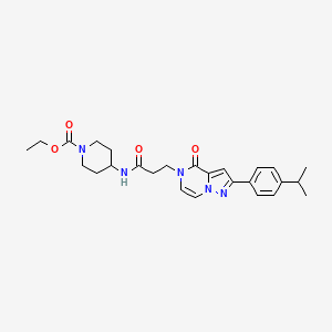 ethyl 4-[(3-{4-oxo-2-[4-(propan-2-yl)phenyl]pyrazolo[1,5-a]pyrazin-5(4H)-yl}propanoyl)amino]piperidine-1-carboxylate