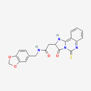 N-[(2H-1,3-benzodioxol-5-yl)methyl]-2-{3-oxo-5-sulfanylidene-2H,3H,5H,6H-imidazo[1,2-c]quinazolin-2-yl}acetamide