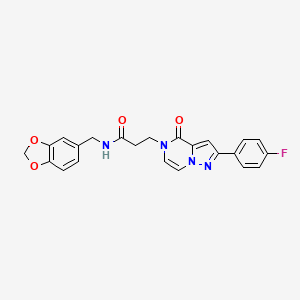 molecular formula C23H19FN4O4 B14104341 N-(1,3-benzodioxol-5-ylmethyl)-3-[2-(4-fluorophenyl)-4-oxopyrazolo[1,5-a]pyrazin-5(4H)-yl]propanamide 